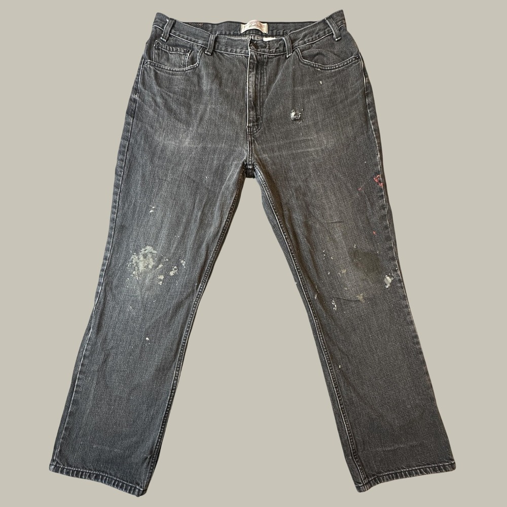 Levi's Signature Jeans Mens 38x30 (35x29) Straight Black Paint Splatter Denim